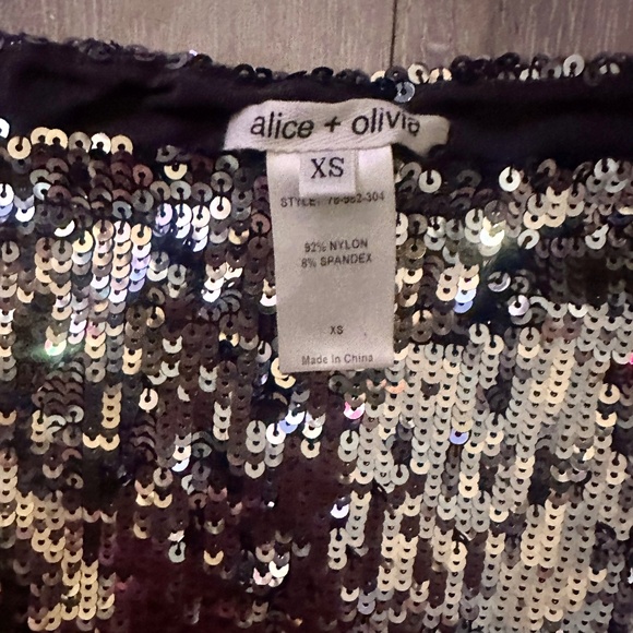 Alice + Olivia Silver Sequined Knee-Length Dress, XS - Picture 2 of 3